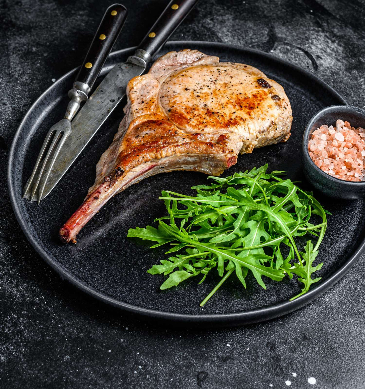 Vom Grll, medium gebratenes Iberico Ribeye