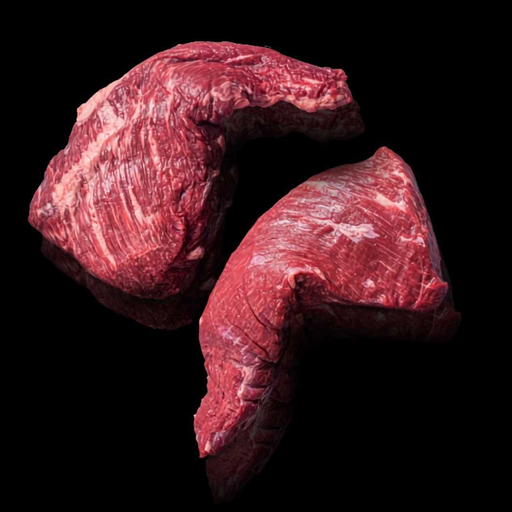 Rohes, pariertes Tri-Tip Steak (Bürgermeisterstück) für den Grill.